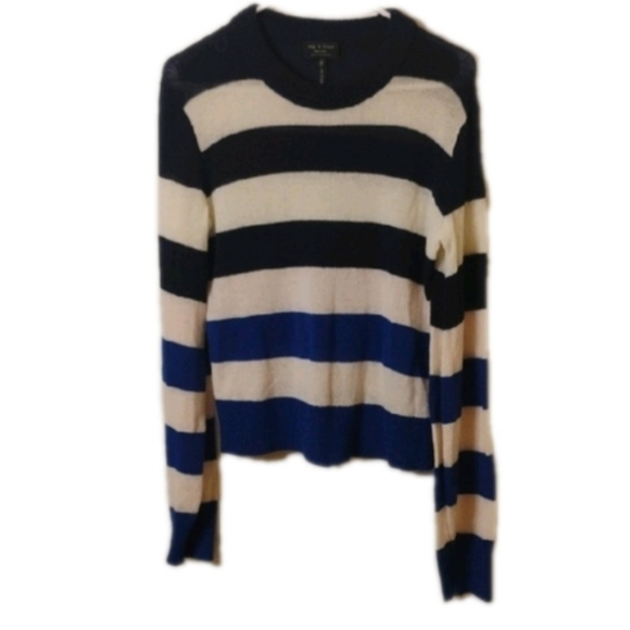 rag & bone Sweaters - Rag & Bone Navy and Cream Cashmere Sweater